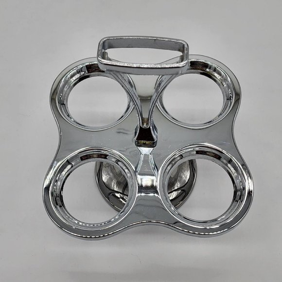 Vintage Metal and Teak Wood Condiment Caddy with Glass Bowls - Picture 6 of 6